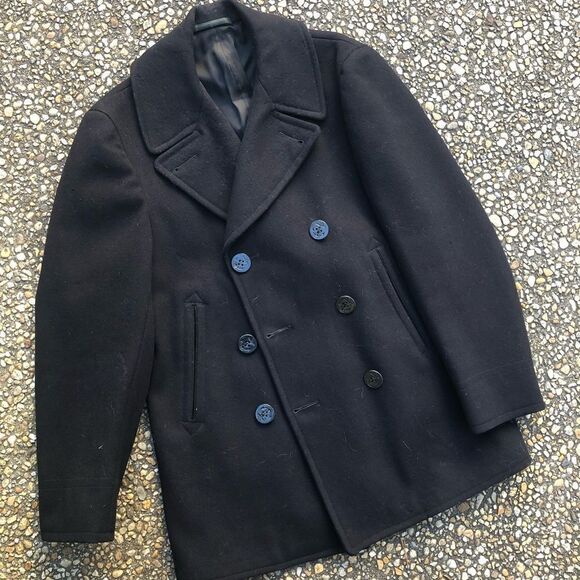 #P6 Vintage WWII Era US Navy Naval Military wool pea coat size 38 - Picture 1 of 8